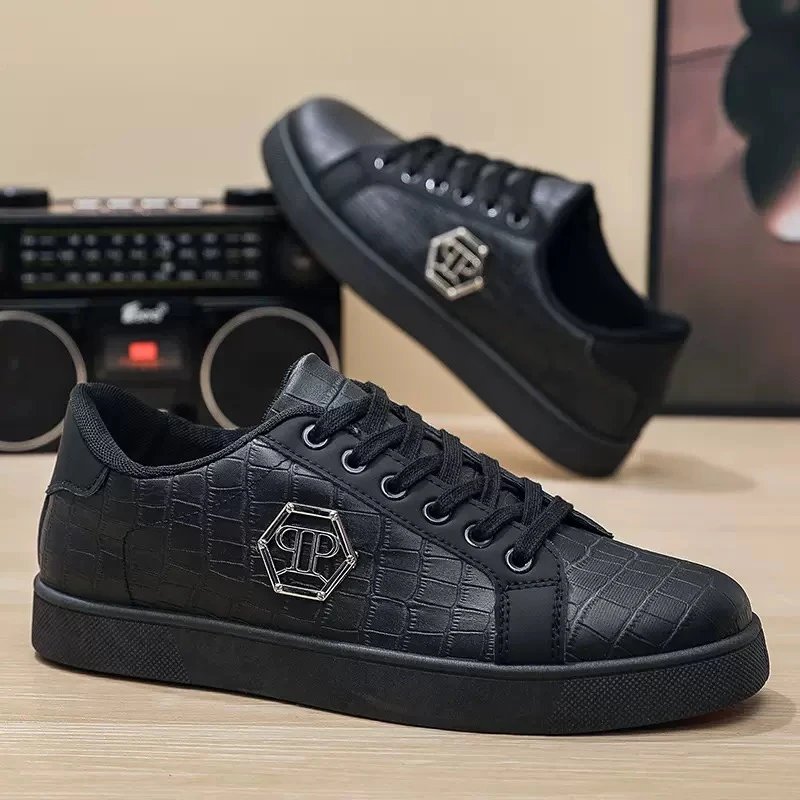 Philipp Plein Skull Embellished Blue Black Floral Print Sneakers