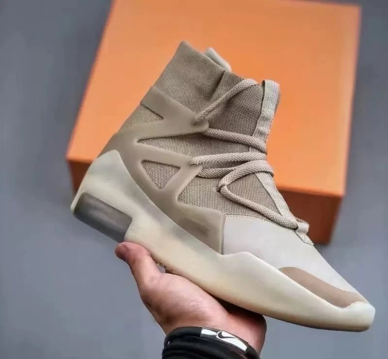 Nike Air Fear of God 1 Black Beige High Top Sneakers
