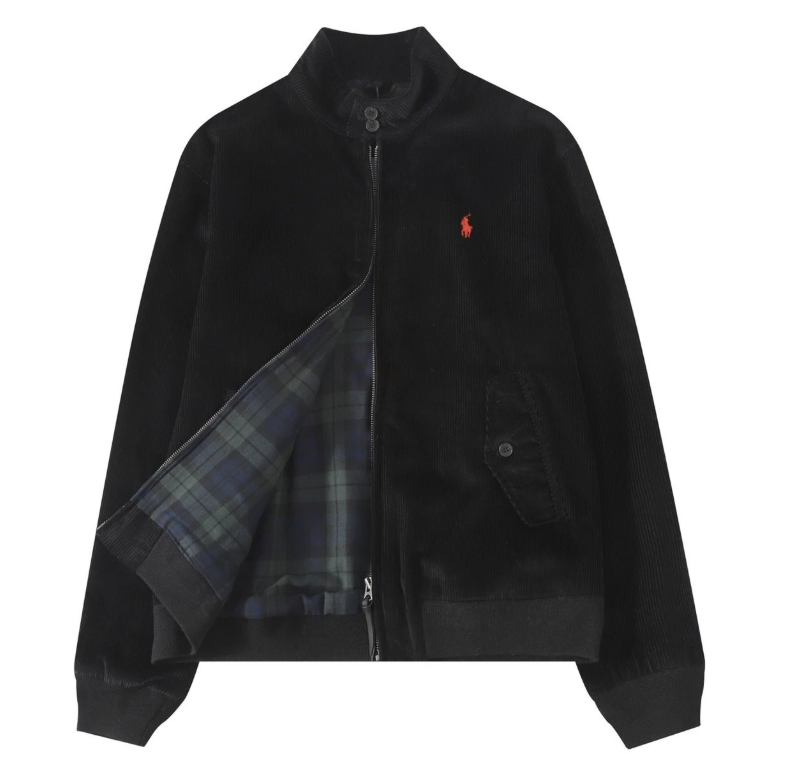 Polo Ralph Lauren Navy Beige Black Corduroy Zip-Up Shirt