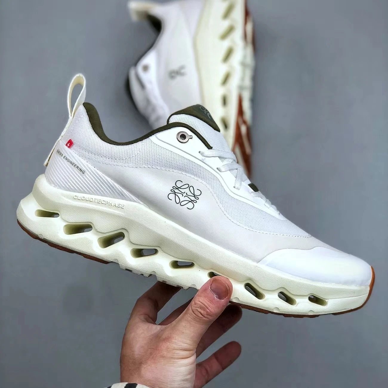 On Cloudmonster White Green Casual Running Shoes