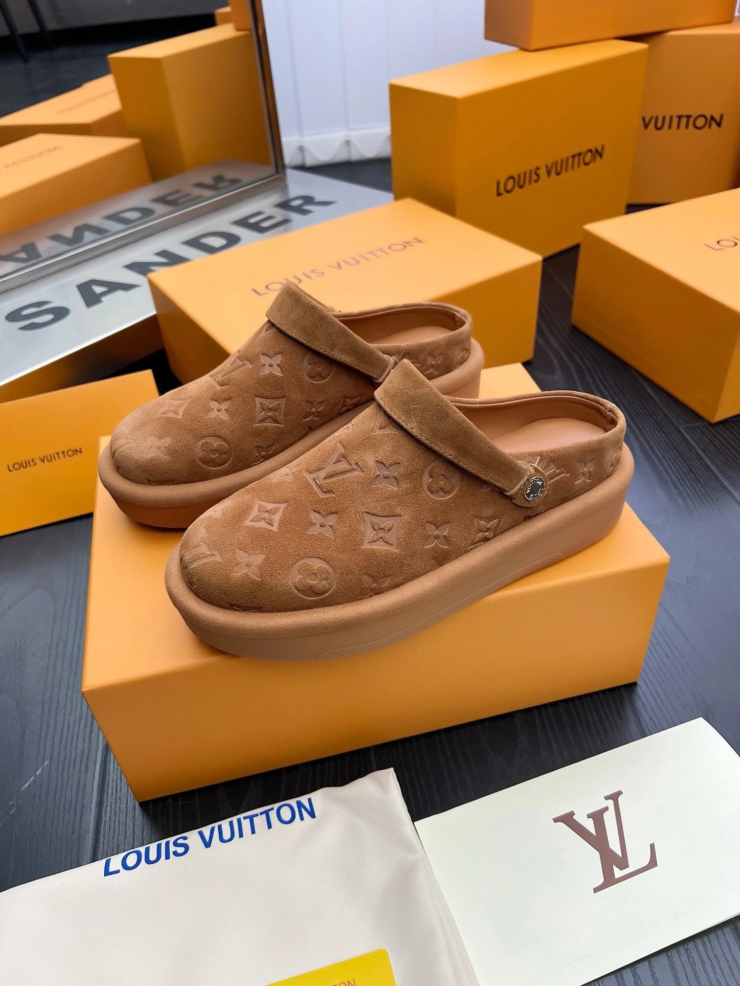 Louis Vuitton Brown Clogs