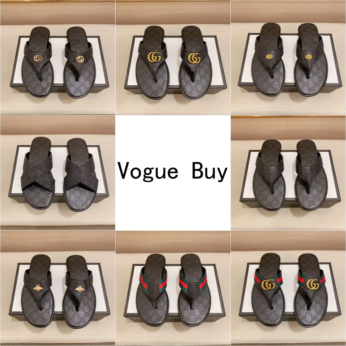 Gucci Black Thong Sandals