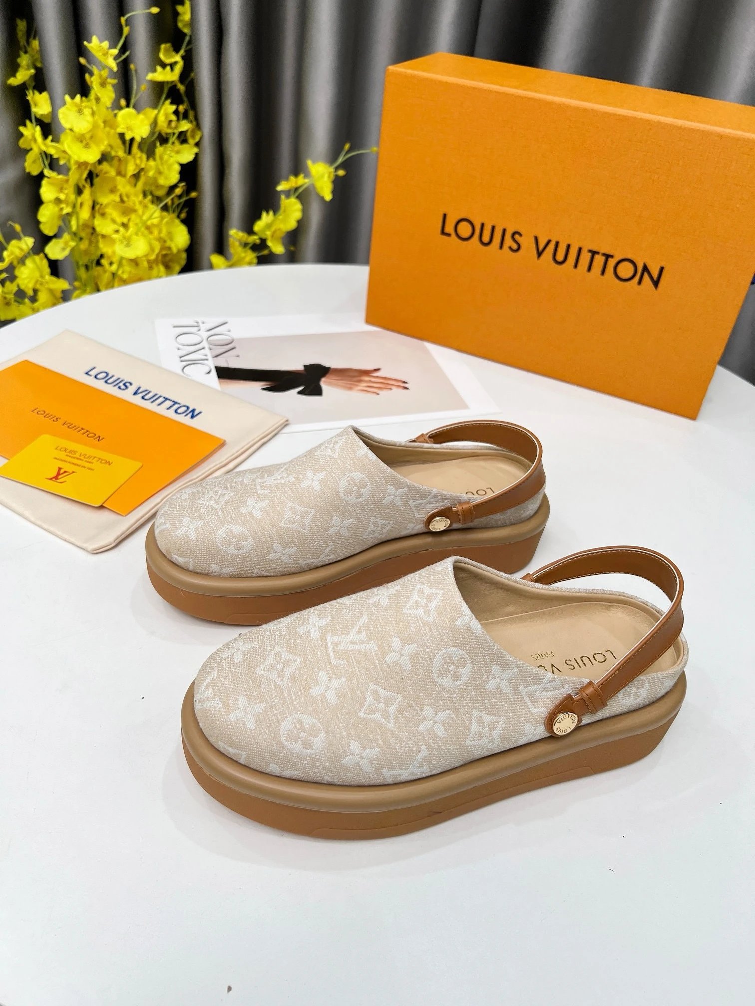 Louis Vuitton Beige Clogs