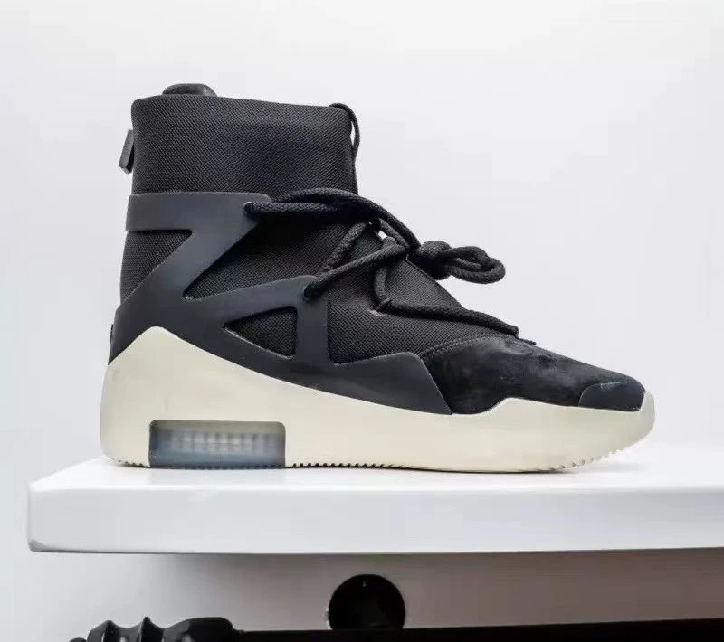 Nike Air Fear of God 1 Black Beige High Top Sneakers