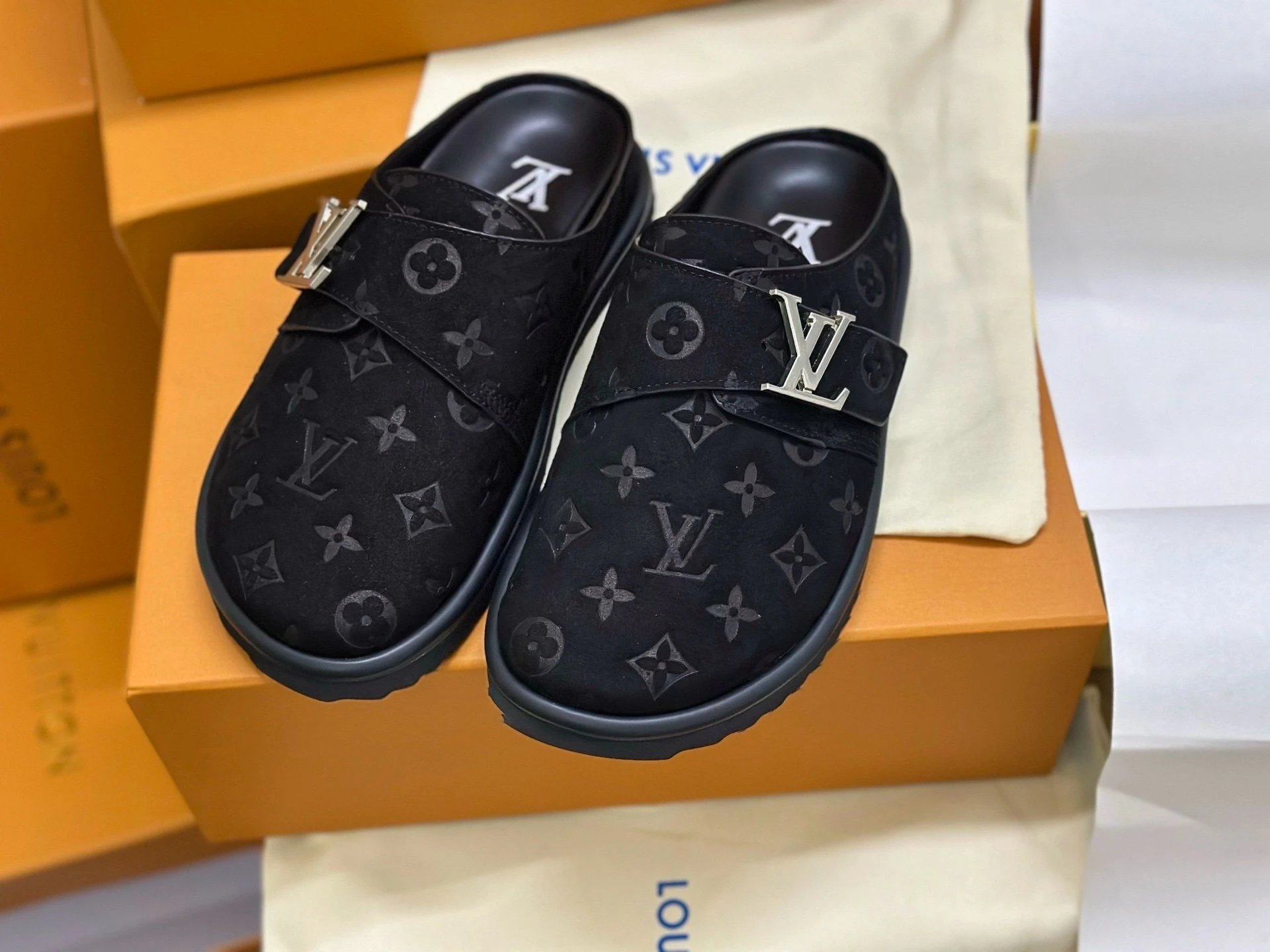 Louis Vuitton Black Mules Shoes