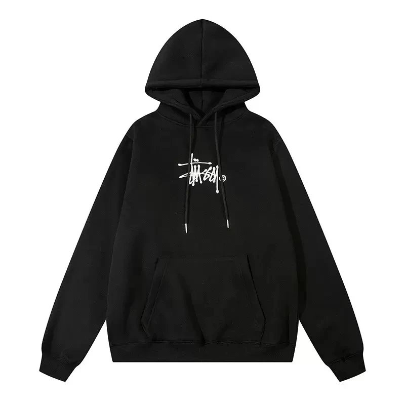 Stussy Hooded Sweatshirt Black White Gray Casual