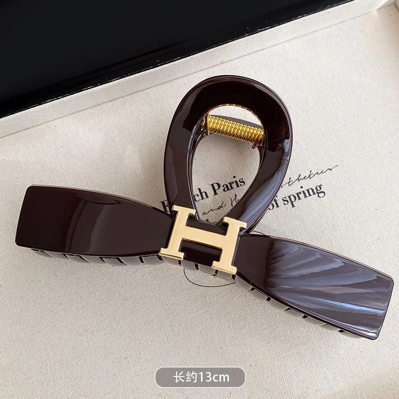 Acetate Hair Claw Clip Black Tortoiseshell Gold Knot Decorative