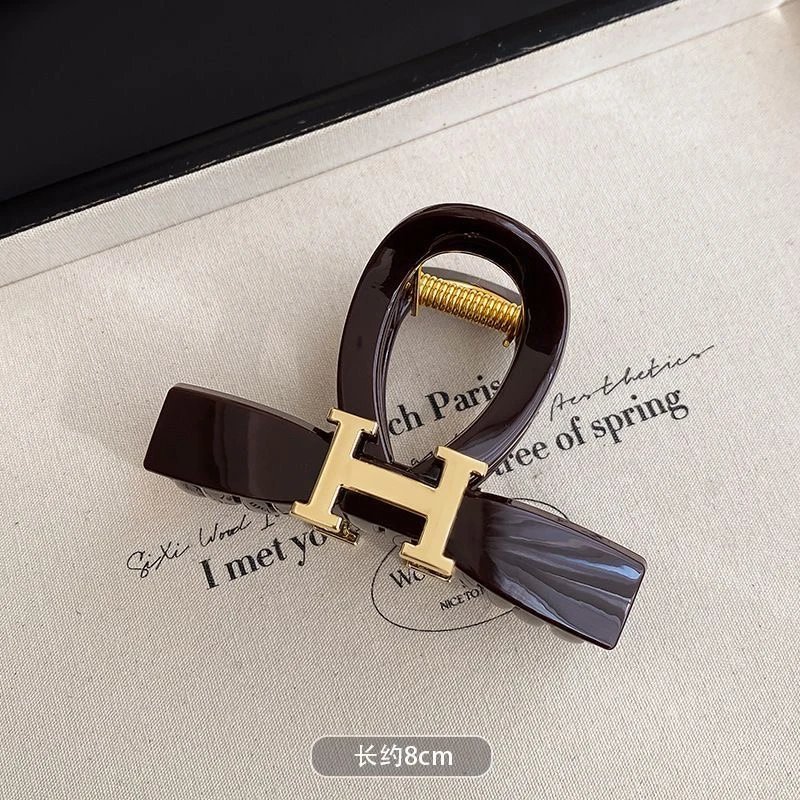 Acetate Hair Claw Clip Black Tortoiseshell Gold Knot Decorative