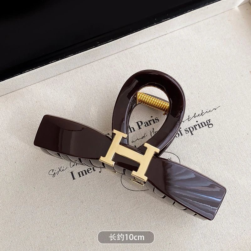 Acetate Hair Claw Clip Black Tortoiseshell Gold Knot Decorative