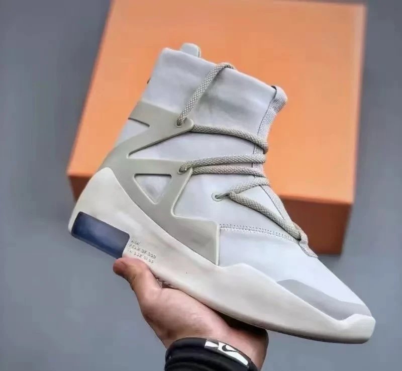 Nike Air Fear of God 1 Black Beige High Top Sneakers