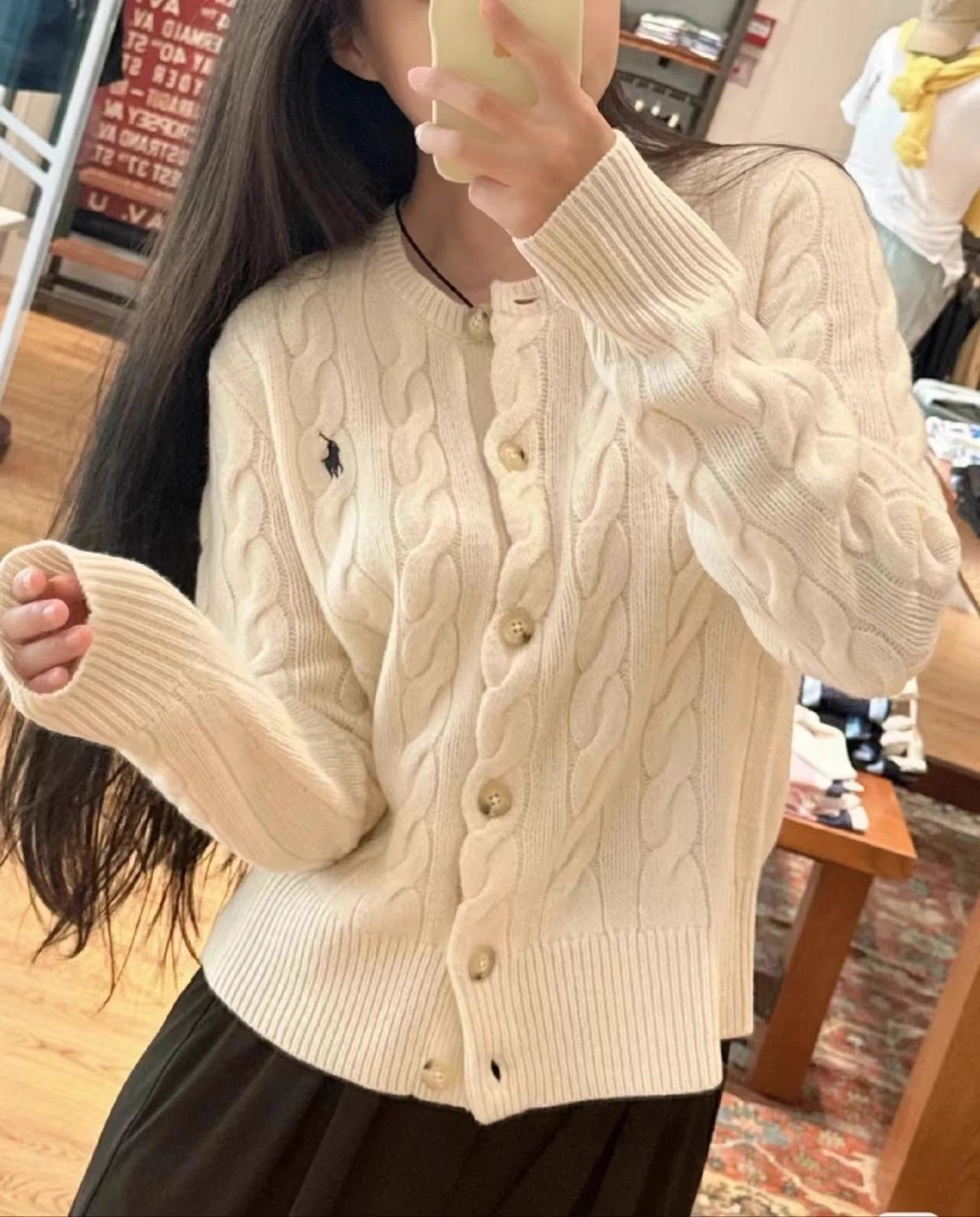Ralph Lauren Cable Knit Cardigan White Sweater - 22