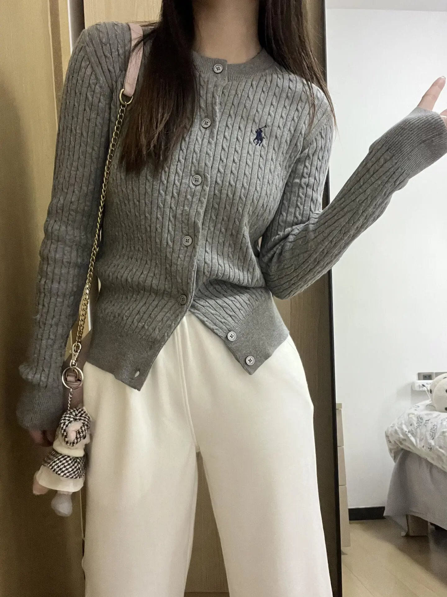Ralph Lauren Cable Knit Cardigan White Sweater - 31