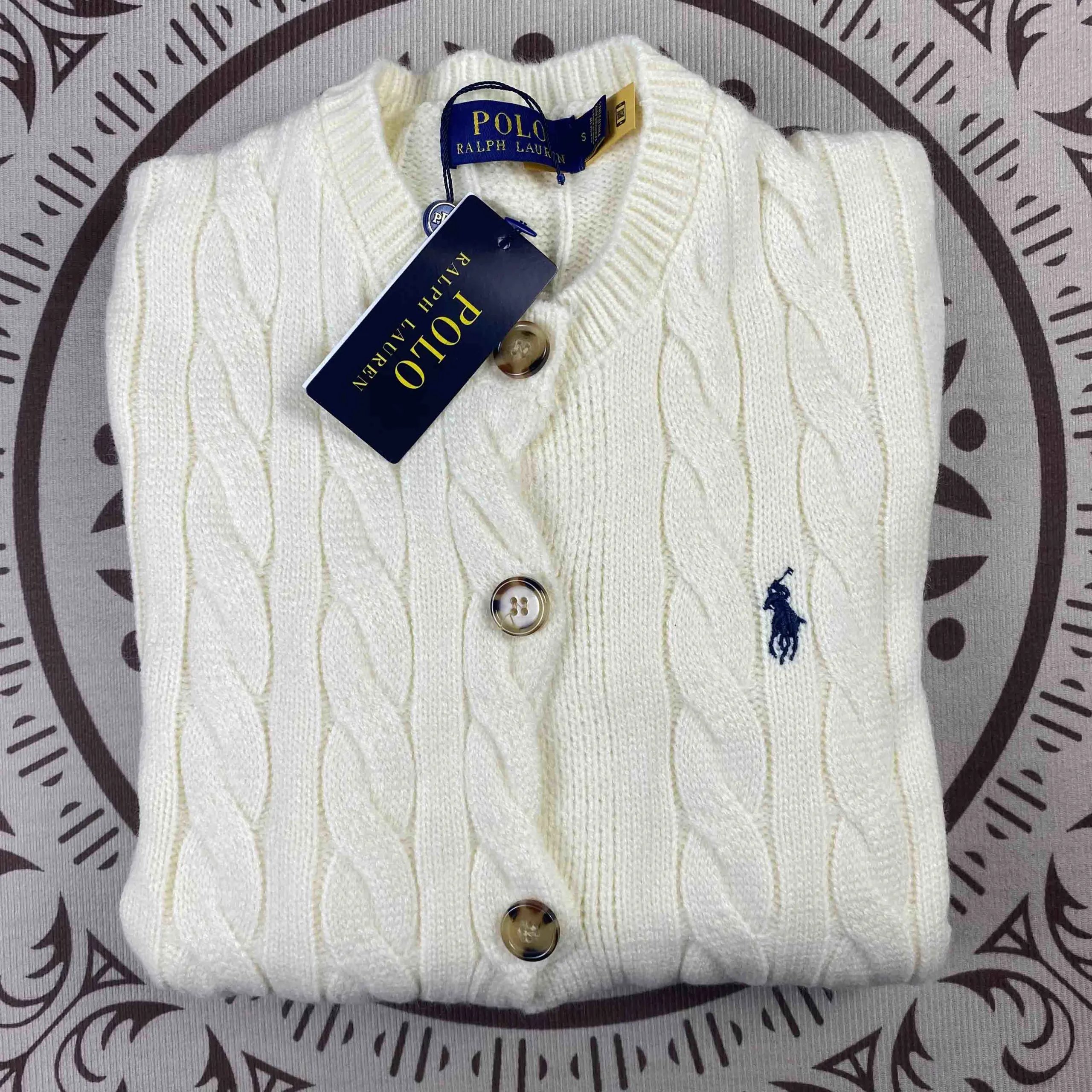 Ralph Lauren Cable Knit Cardigan White Sweater - 18