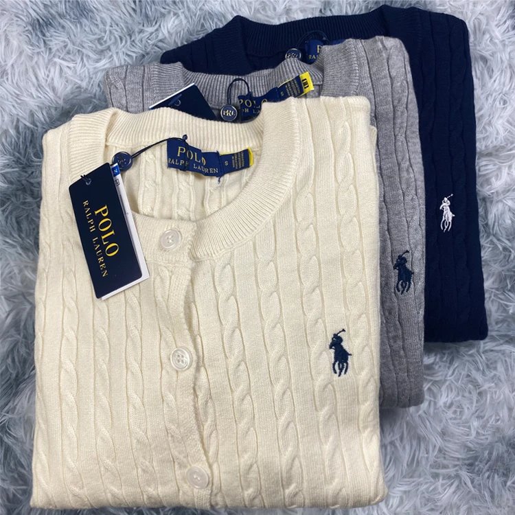 Ralph Lauren Cable Knit Cardigan White Sweater - 27