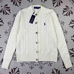 Ralph Lauren Cable Knit Cardigan White Sweater - 14