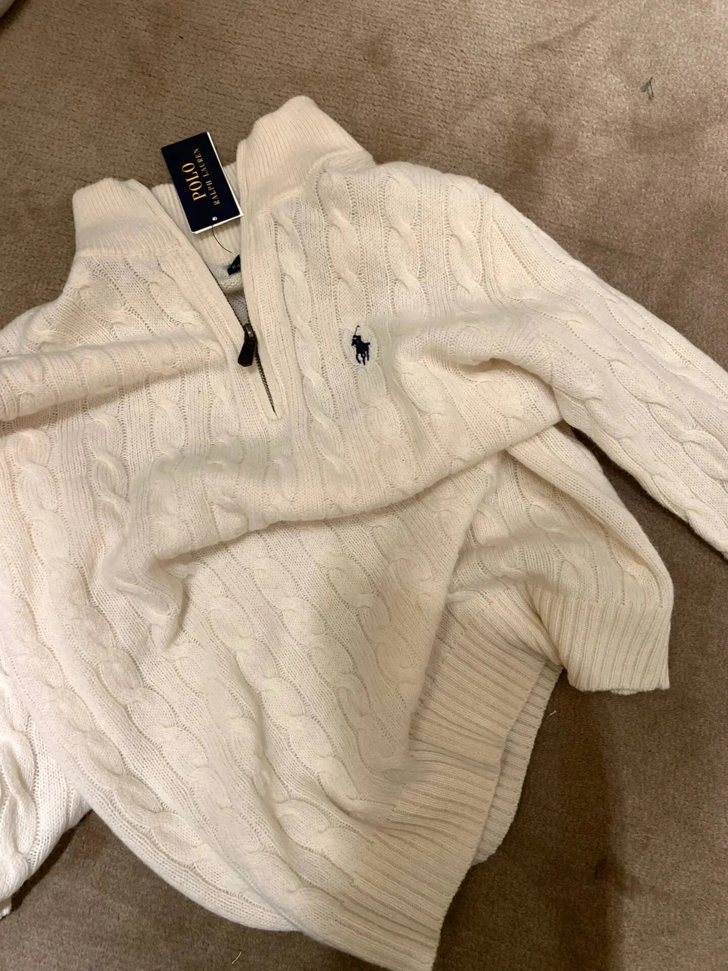 Ralph Lauren Cable Knit Cardigan White Sweater - 13