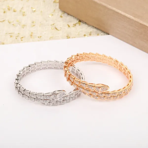 Bvlgari Serpenti Viper Diamond Bracelet Silver Jewelry - 9