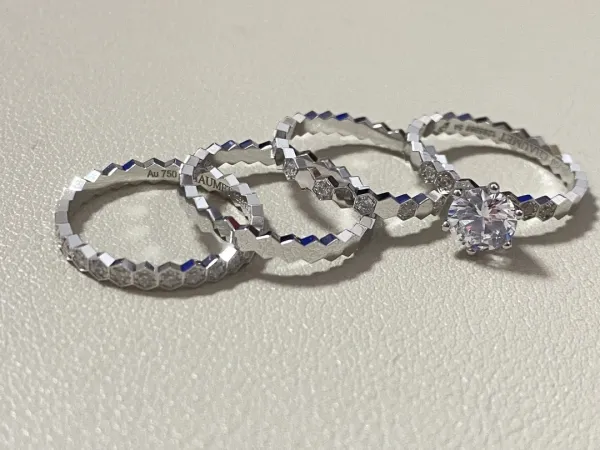 Design Hexagonal Link Bangle Set in Rose Gold, Silver, and Yellow Gold Bracelets Jewelry - 4