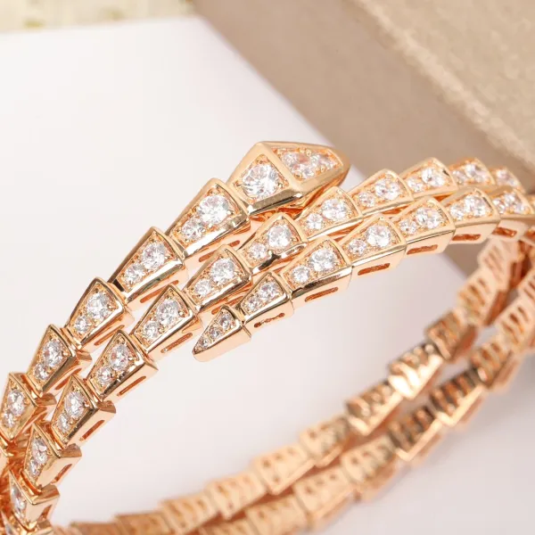Bvlgari Serpenti Viper Diamond Bracelet Silver Jewelry - 12