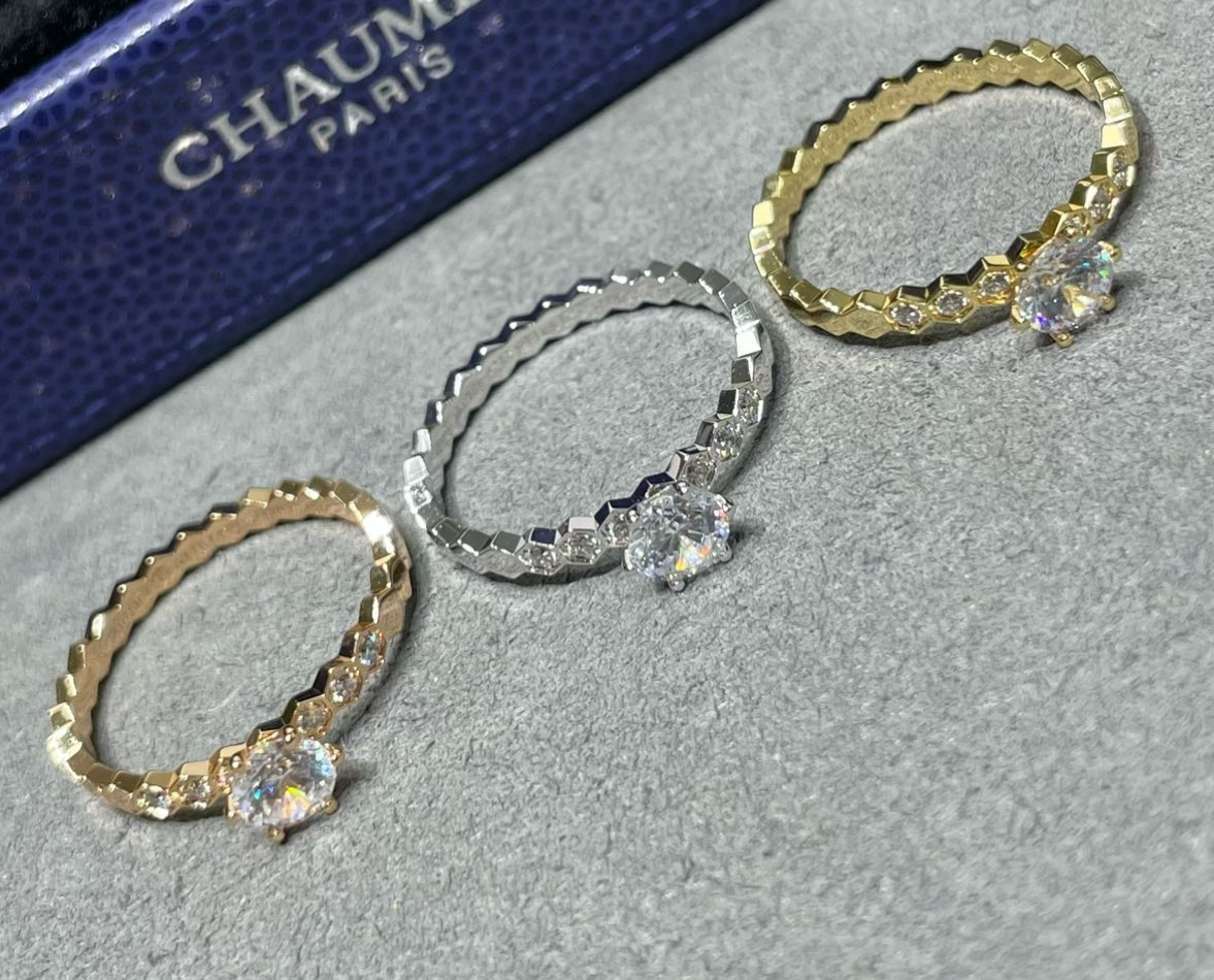 AU RING 925 Silver Bee My Love Honeycomb Ring Stackable Ring