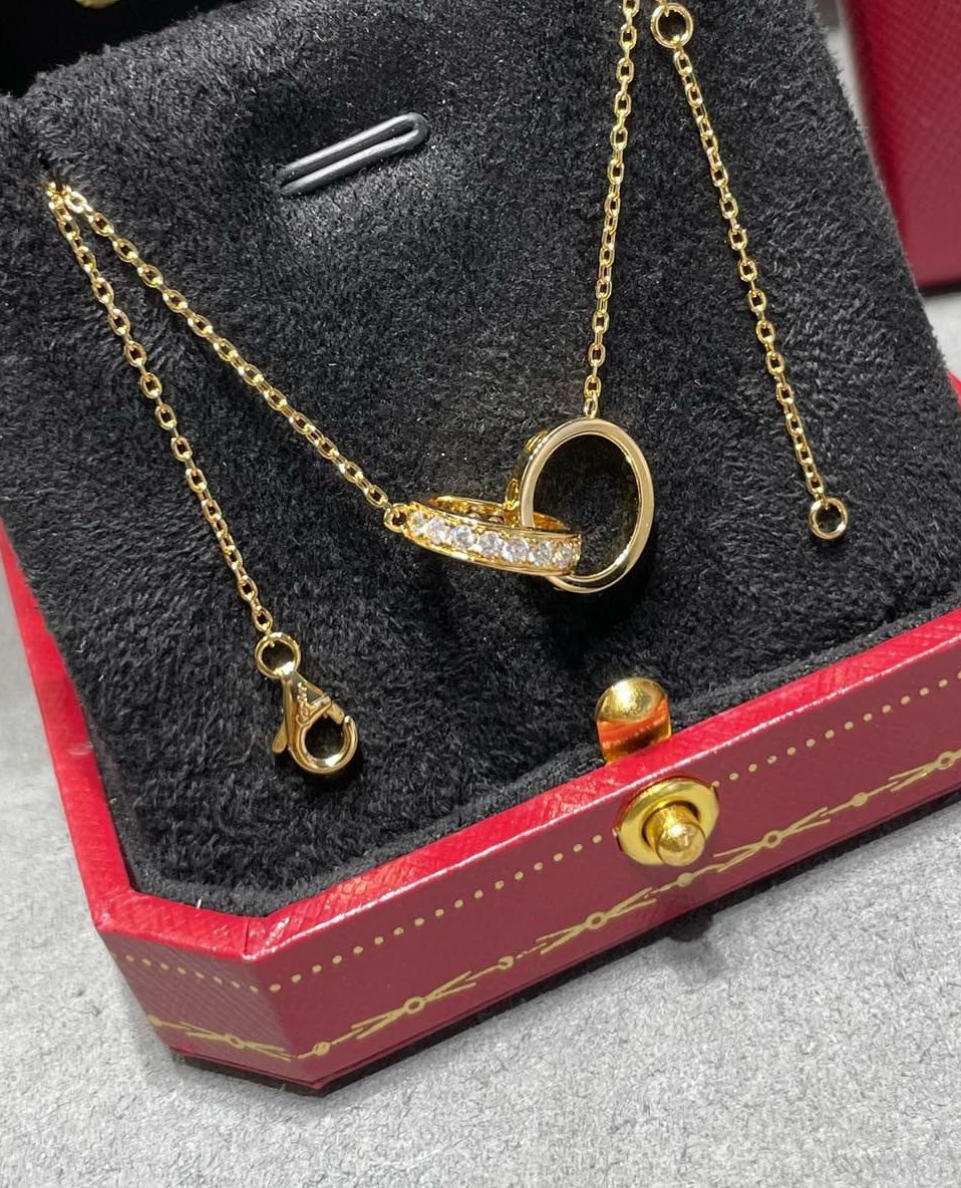 Cartier Love Necklace Gold with Pave Diamonds Necklace Jewelry