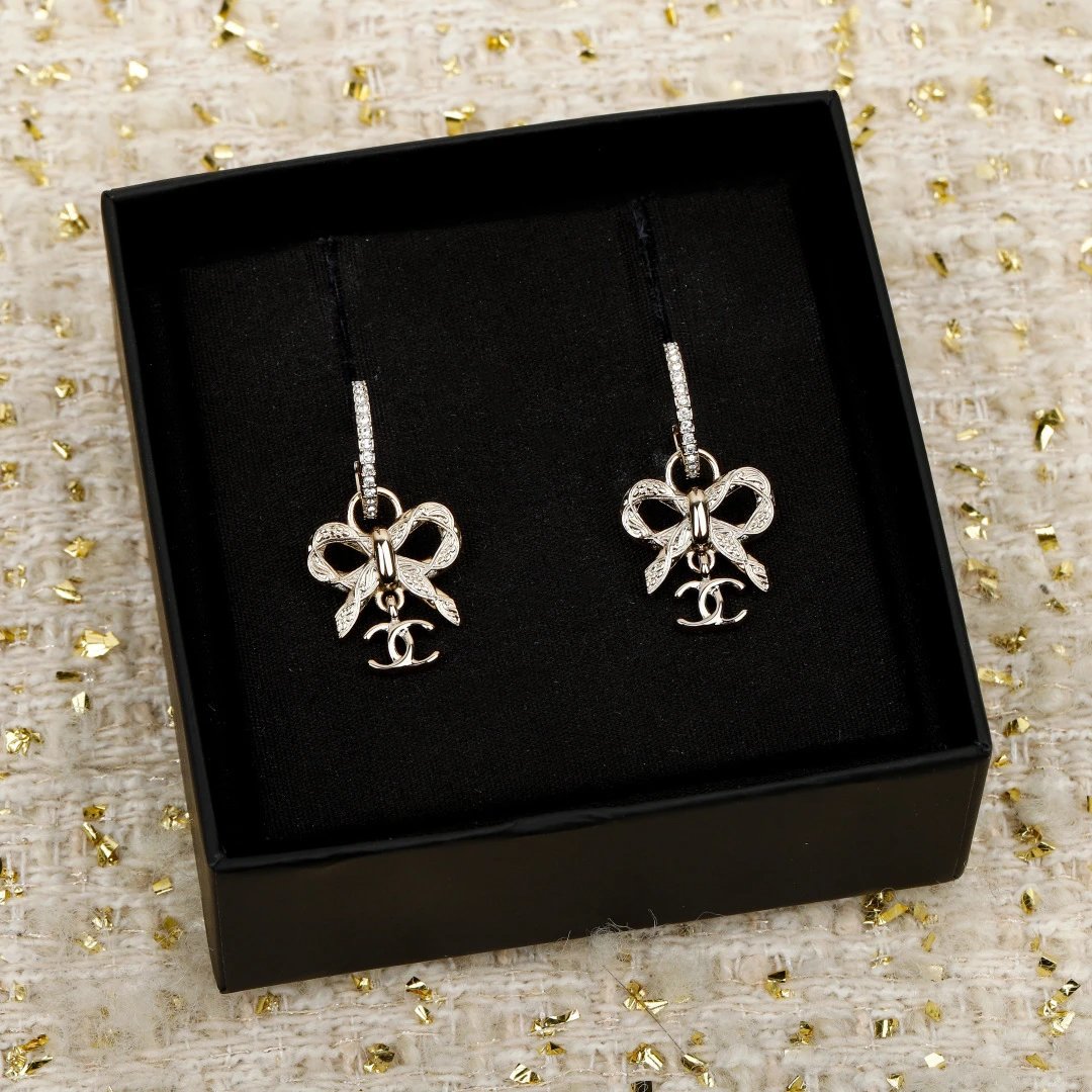 Chanel Bow Charm Earrings