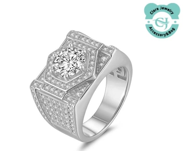 Square 2 Carat Full Diamond Mens Ring