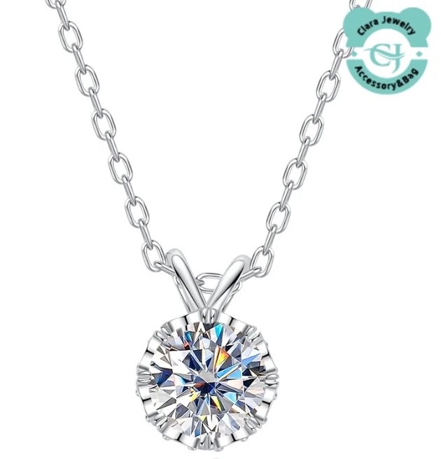 2 carat moissanite pendant 925 sterling silver necklace plum blossom snowflake crown