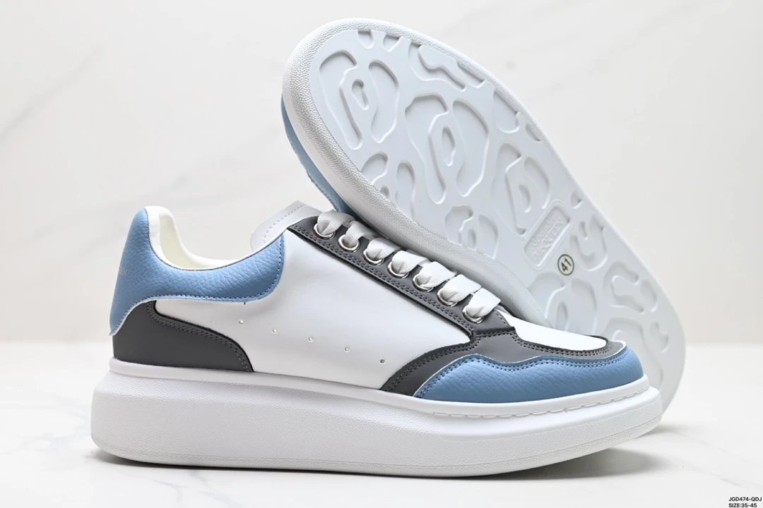 Alexander McQueen Oversized Sneaker White Blue Gray Chunky Sneakers - 1