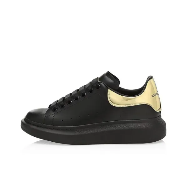 Alexander McQueen Oversized Sneaker Black with Gold Heel Tab Sneakers - 1