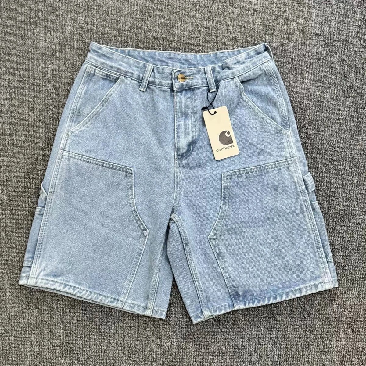Water-Washed Utility Denim Shorts photo 7