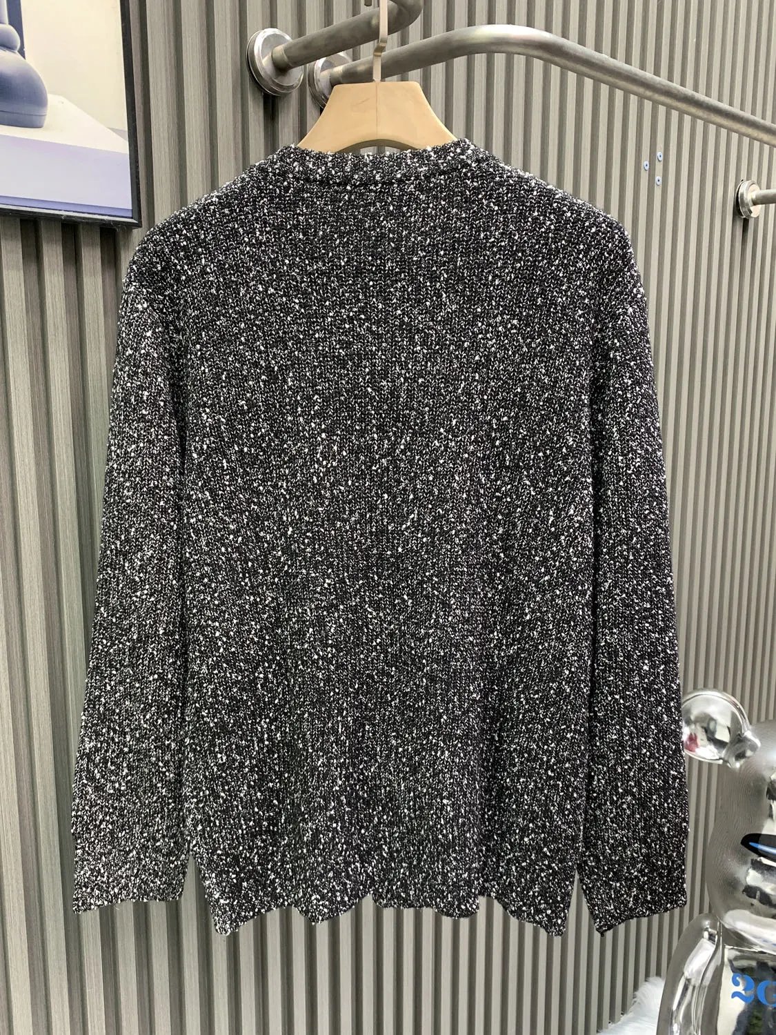 Brass Brooch Crewneck Knit Sweater photo 2