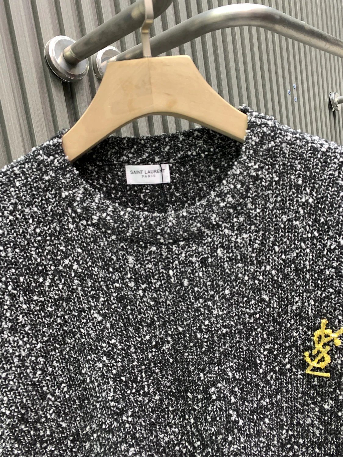 Brass Brooch Crewneck Knit Sweater photo 3