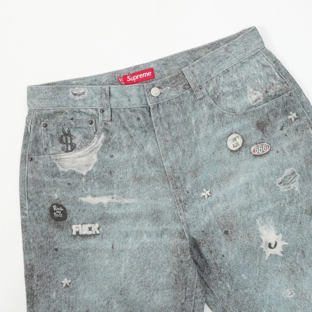 Artist Graffiti Print Denim Jeans photo 4