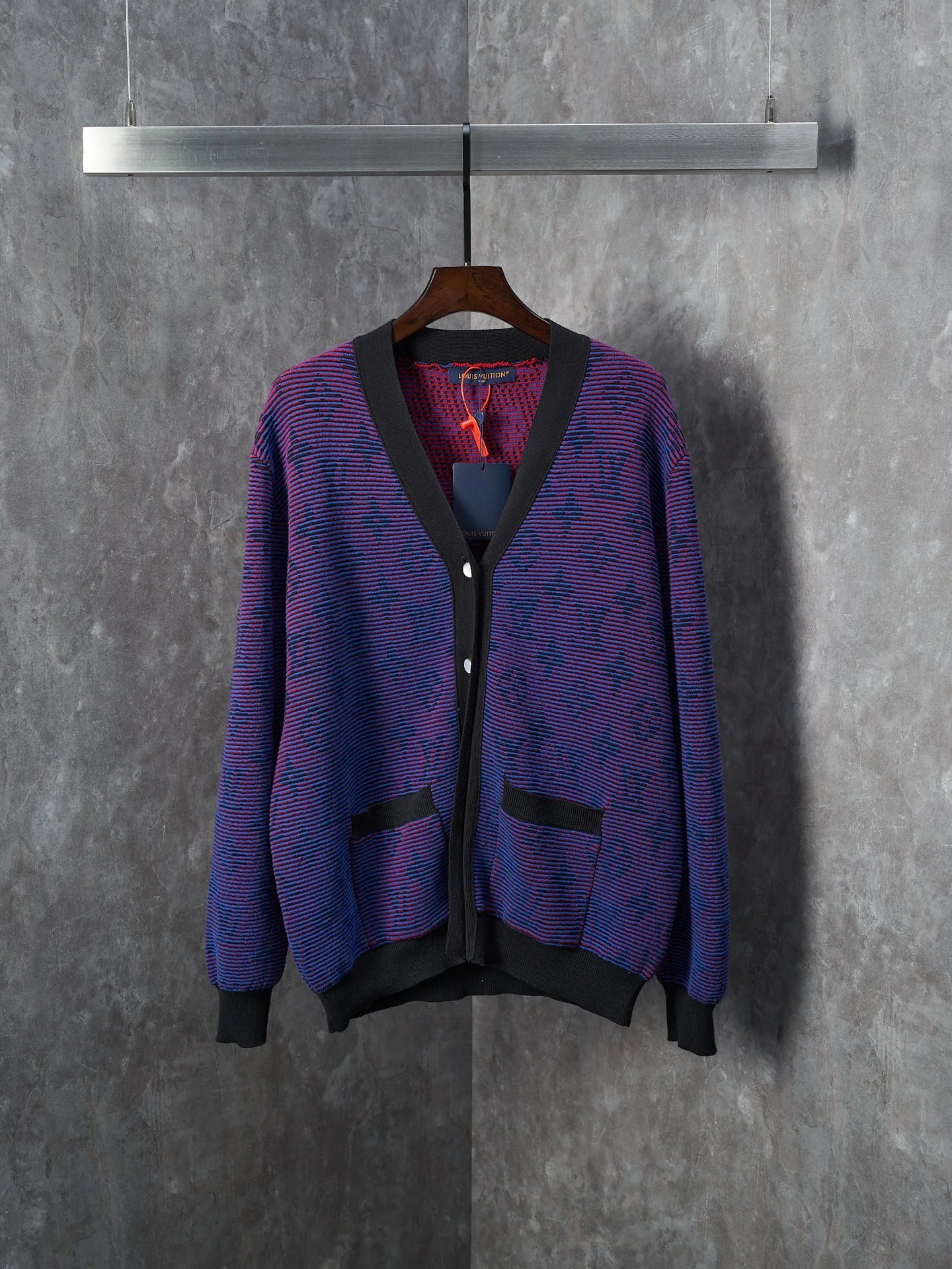Purple Gradient Stripe Knit Cardigan photo 2