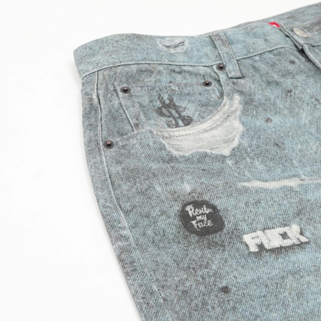 Artist Graffiti Print Denim Jeans photo 5