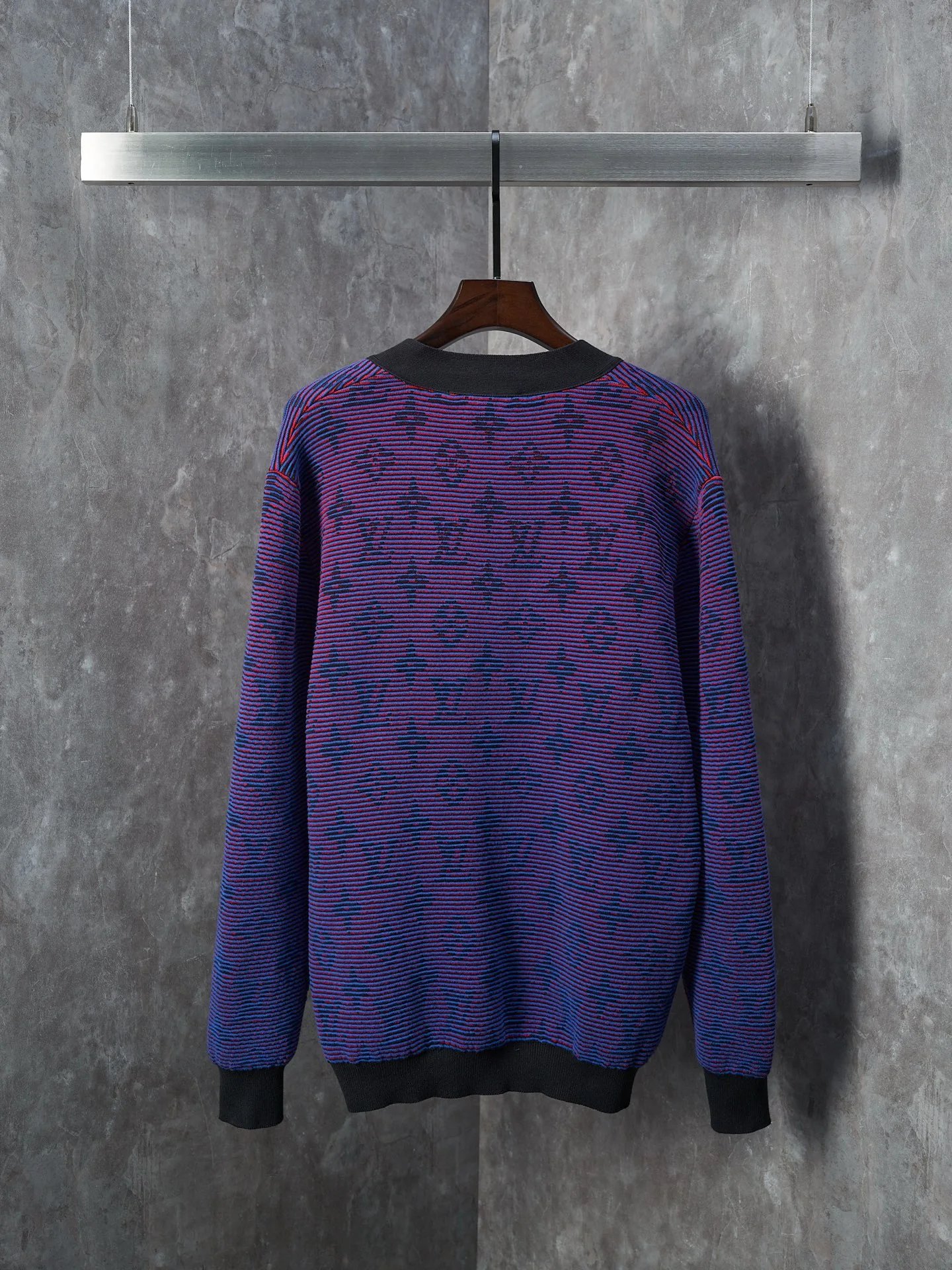 Purple Gradient Stripe Knit Cardigan photo 3