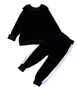 thumbnail for 两色胸口三行标拉链连帽套装 1222003-174AG