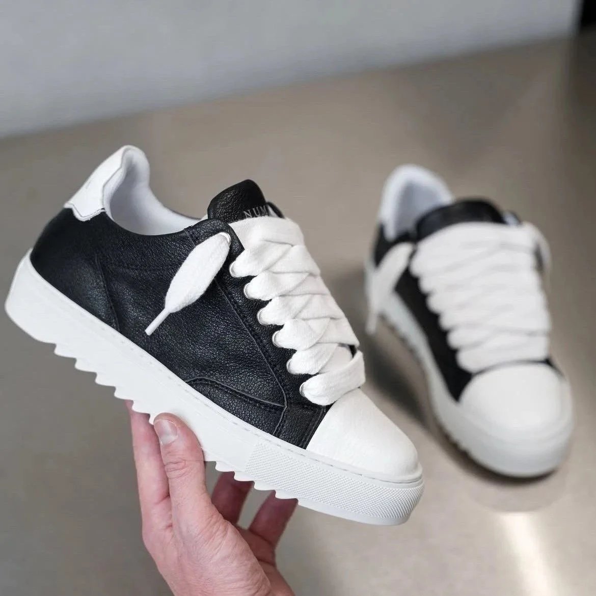 Design Chunky Platform Sneakers Black and White
