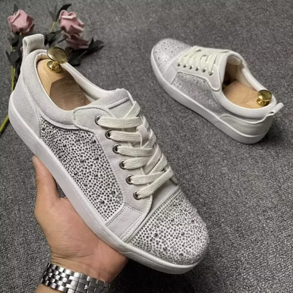 Design Crystal-Embellished Lace-Up Sneakers White - 1