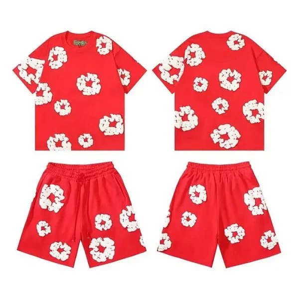 Gallery Dept Floral Print Oversized T-Shirt and Shorts Set Army Green - 14