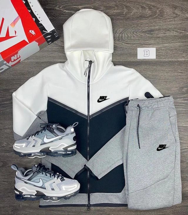 Nike Leopard Print Logo Hoodie and Sweatpants Set Gray - 13