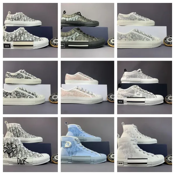 Dior B23 High-Top White Oblique Print Sneakers - 3