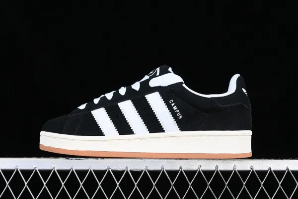 Adidas Campus White and Black Suede Sneakers - 4