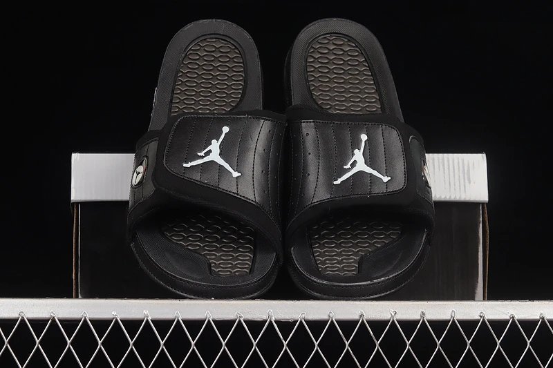 Air Jordan Hydro 7 Black Silver Slide Sandals - 16
