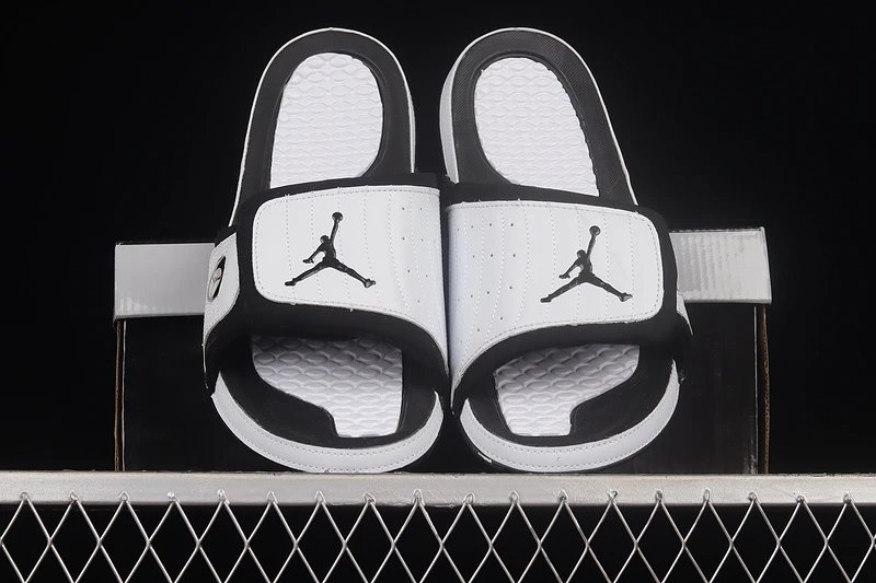 Air Jordan Hydro 7 Black Silver Slide Sandals - 14