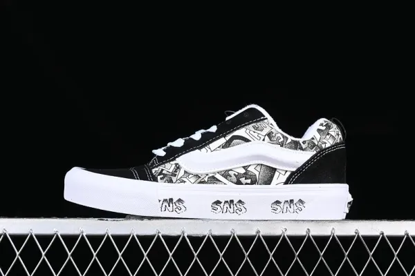 Vans Old Skool x SNS Graffiti Print Black/White Skateboard Shoes - 1