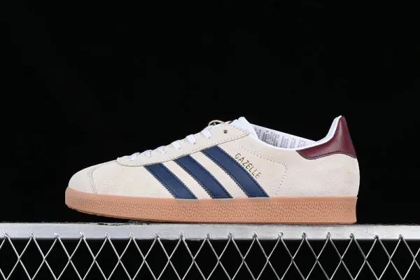 Adidas Gazelle Beige Navy Burgundy Sneakers - 1