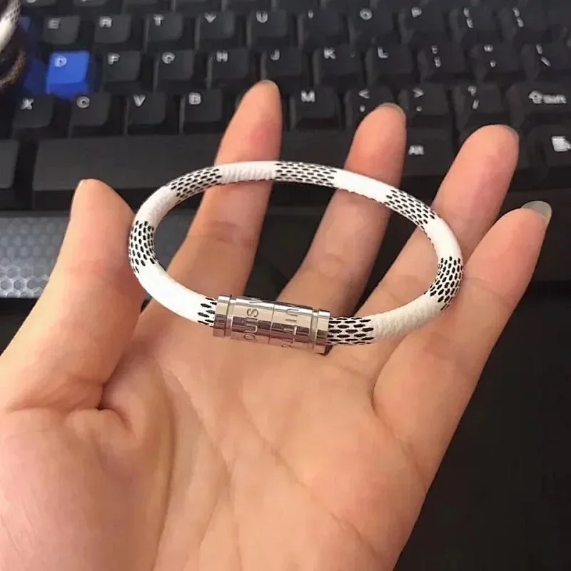 silver buckle and white checkered pattern
