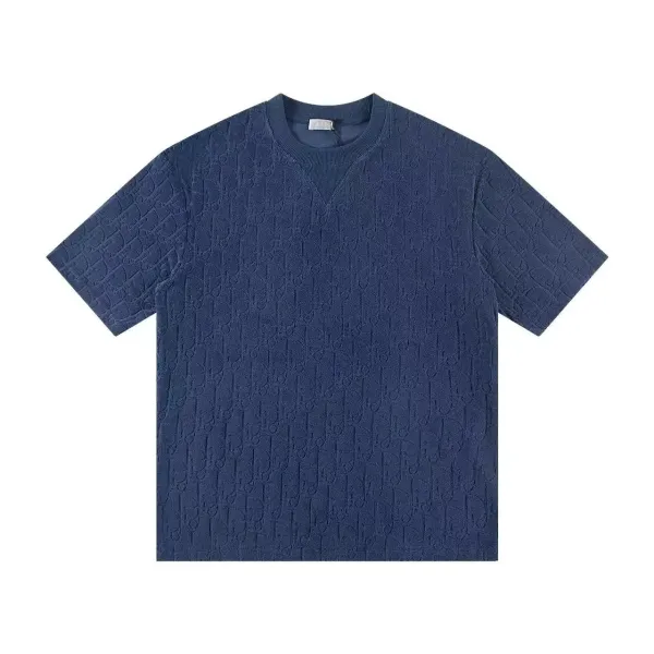 Dior Oblique Jacquard Knit T-Shirt Navy - 1